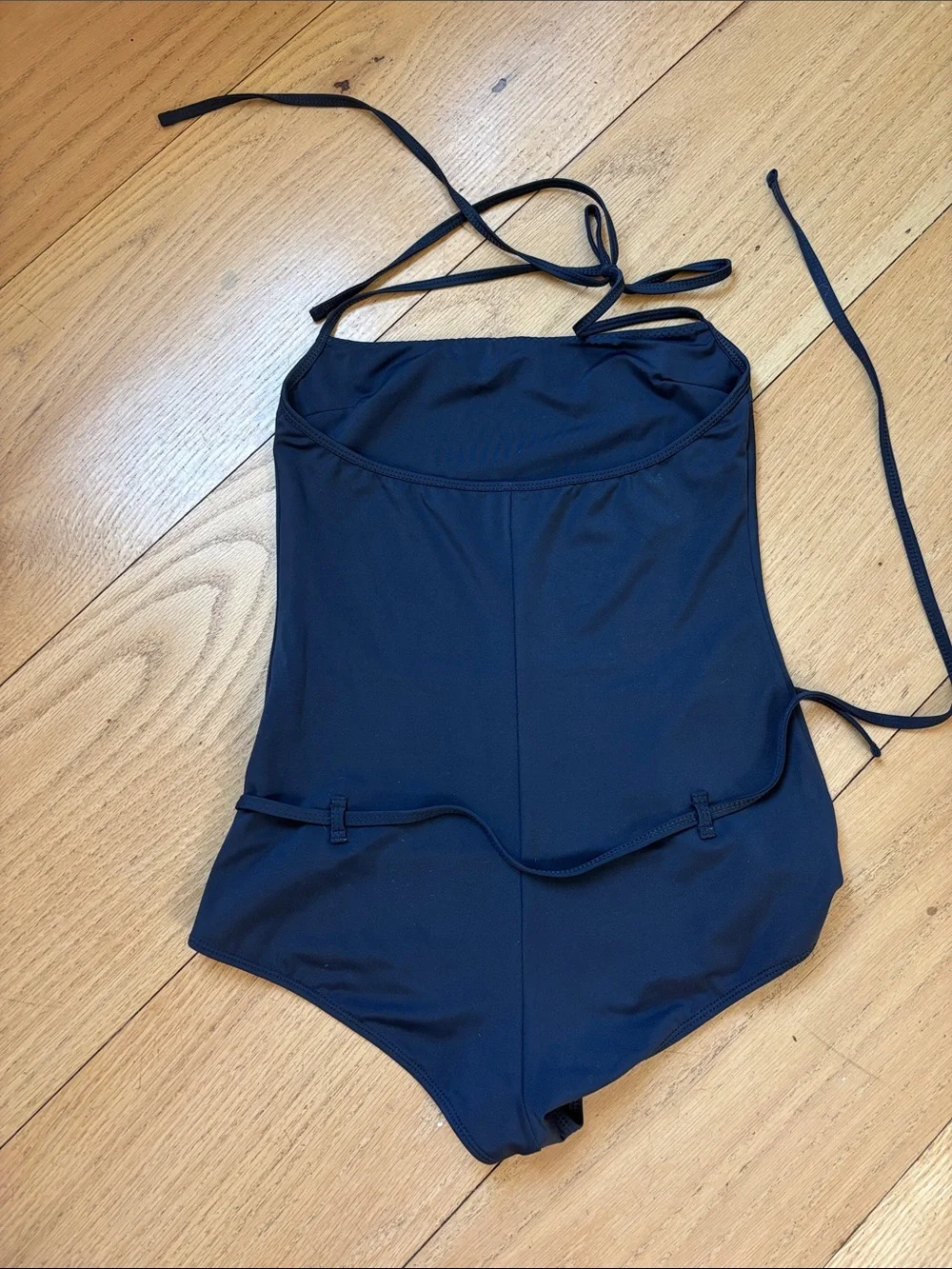 Belle Anna Clara One Piece Swimsuit Black Halter Boyshort Large (Fits Medium)